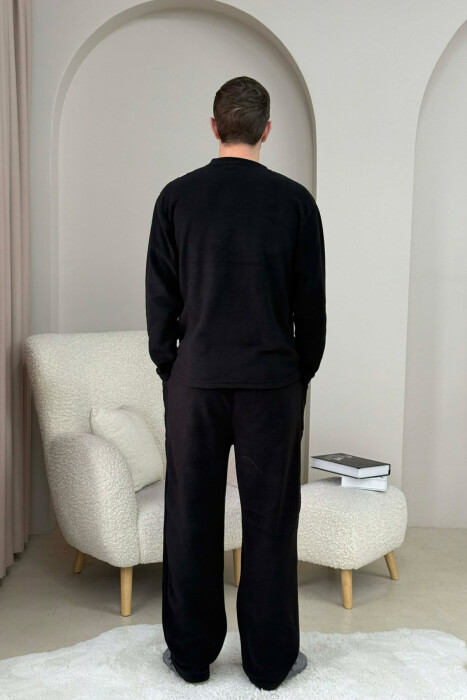 BUTTON NECK SWEATSHIRT+SWEATPANTS MEN PYJAMAS BLACK-GREY/ZEGR - 4