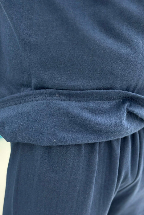 BUTTONED NECK SIMPLE SWEATSHIRT+SWEATPANTS MEN PYJAMAS BLUE/BLU - 5