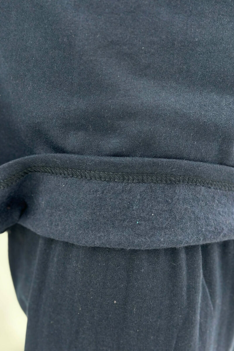 BUTTONED NECK SIMPLE SWEATSHIRT+SWEATPANTS MEN PYJAMAS DARK BLUE/BEE - 2