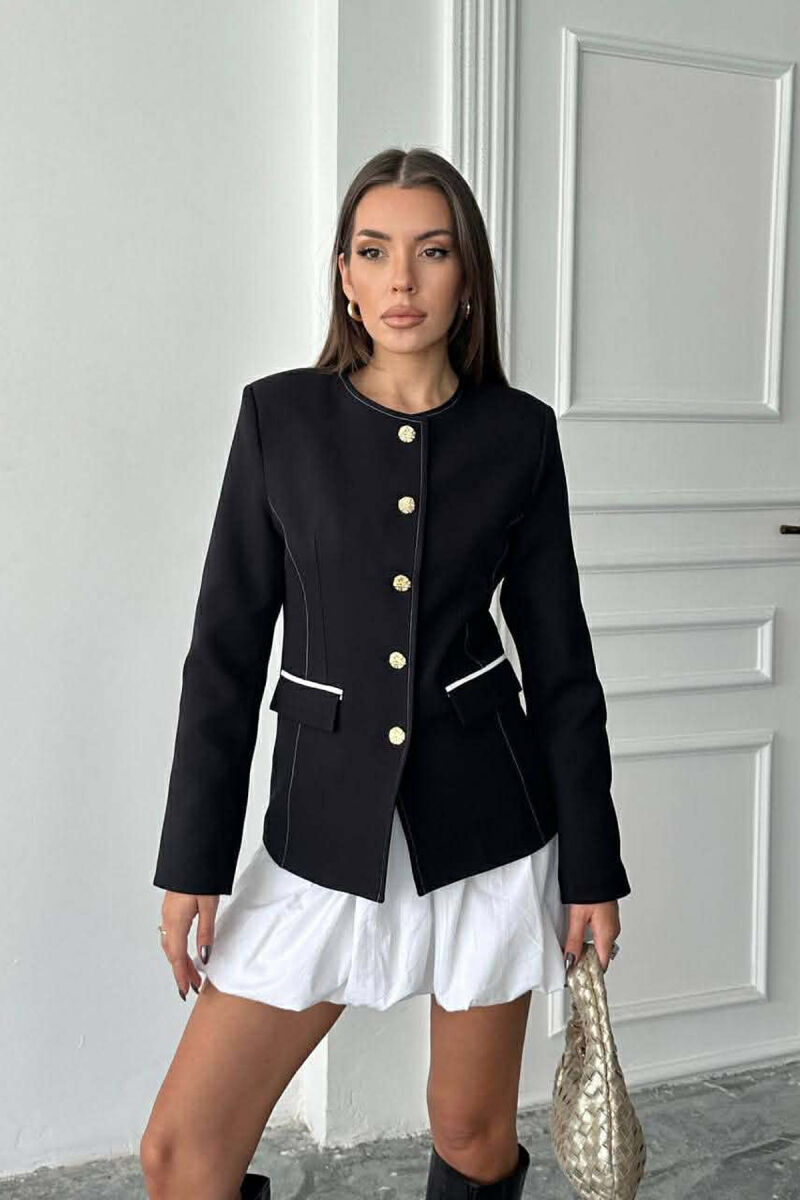 BUTTONED SHOULDER PADS WOMEN JACKET BLACK/ E ZEZE - 1