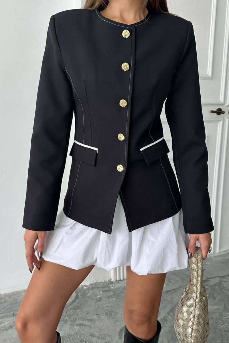 BUTTONED SHOULDER PADS WOMEN JACKET BLACK/ E ZEZE - 5