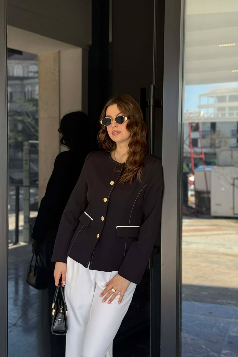 BUTTONED SHOULDER PADS WOMEN JACKET BLACK/ E ZEZE - 4