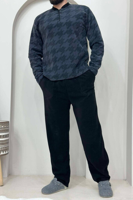 BUTTONED SIMPLE MEN PYJAMAS DARK GREY/GEE - KLAUDIO FASHION