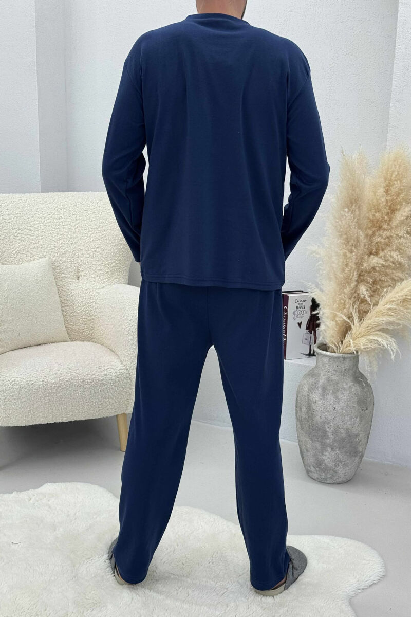 BUTTONED SWEATSHIRT+ SWEATPANTS MEN PYJAMAS BLUE/BLU - 3