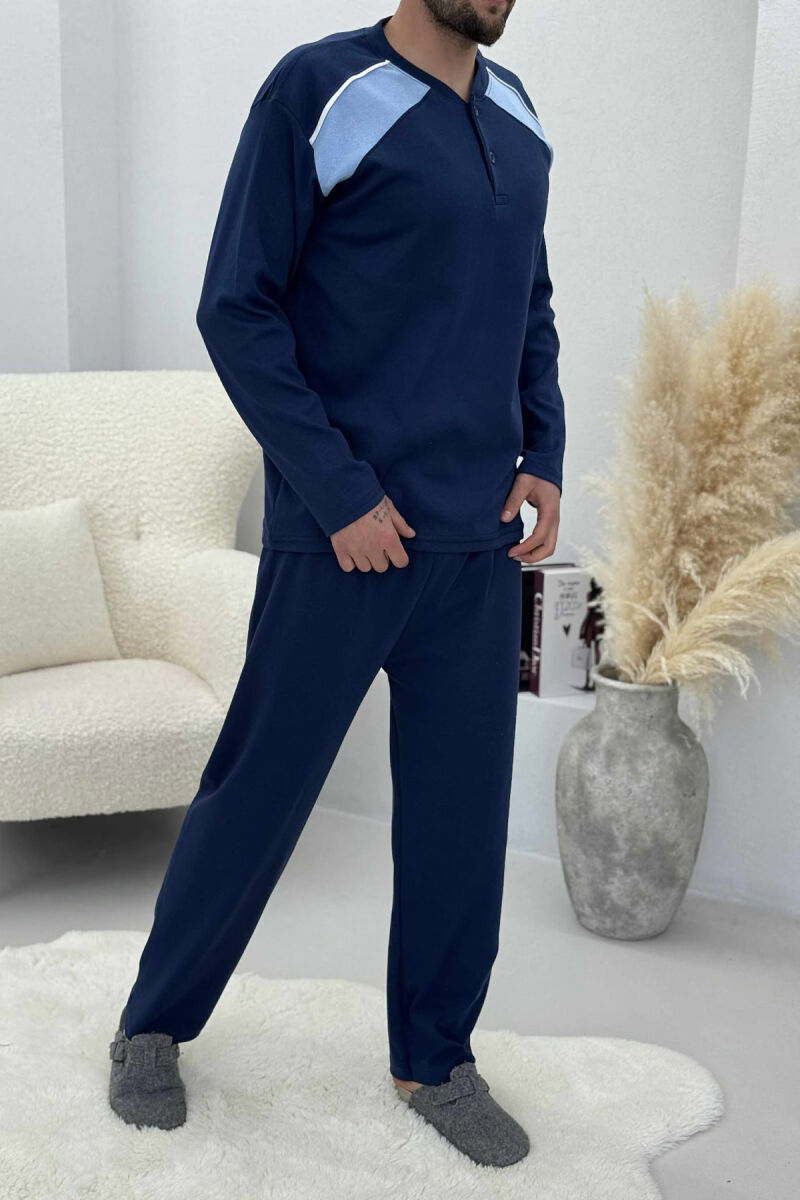 BUTTONED SWEATSHIRT+ SWEATPANTS MEN PYJAMAS BLUE/BLU - 4