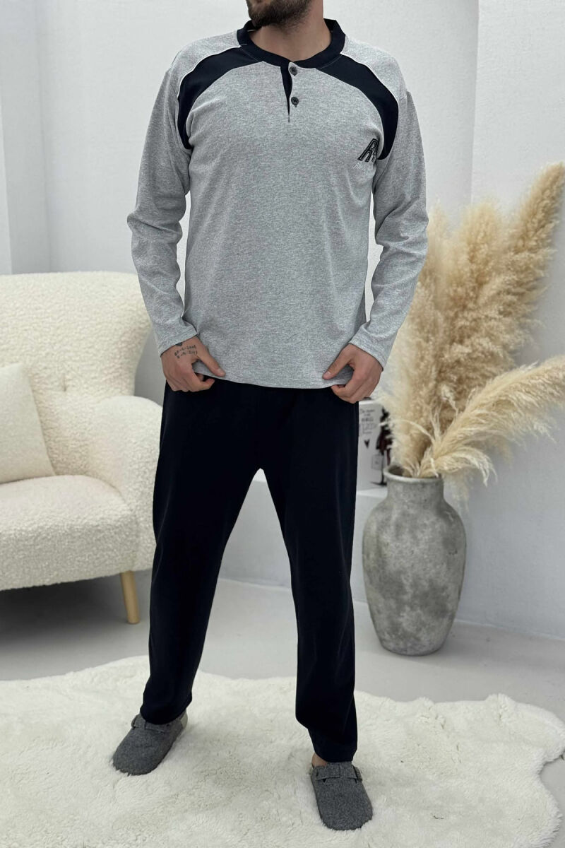 BUTTONED SWEATSHIRT+ SWEATPANTS MEN PYJAMAS LIGHT GREY/GZ - 1