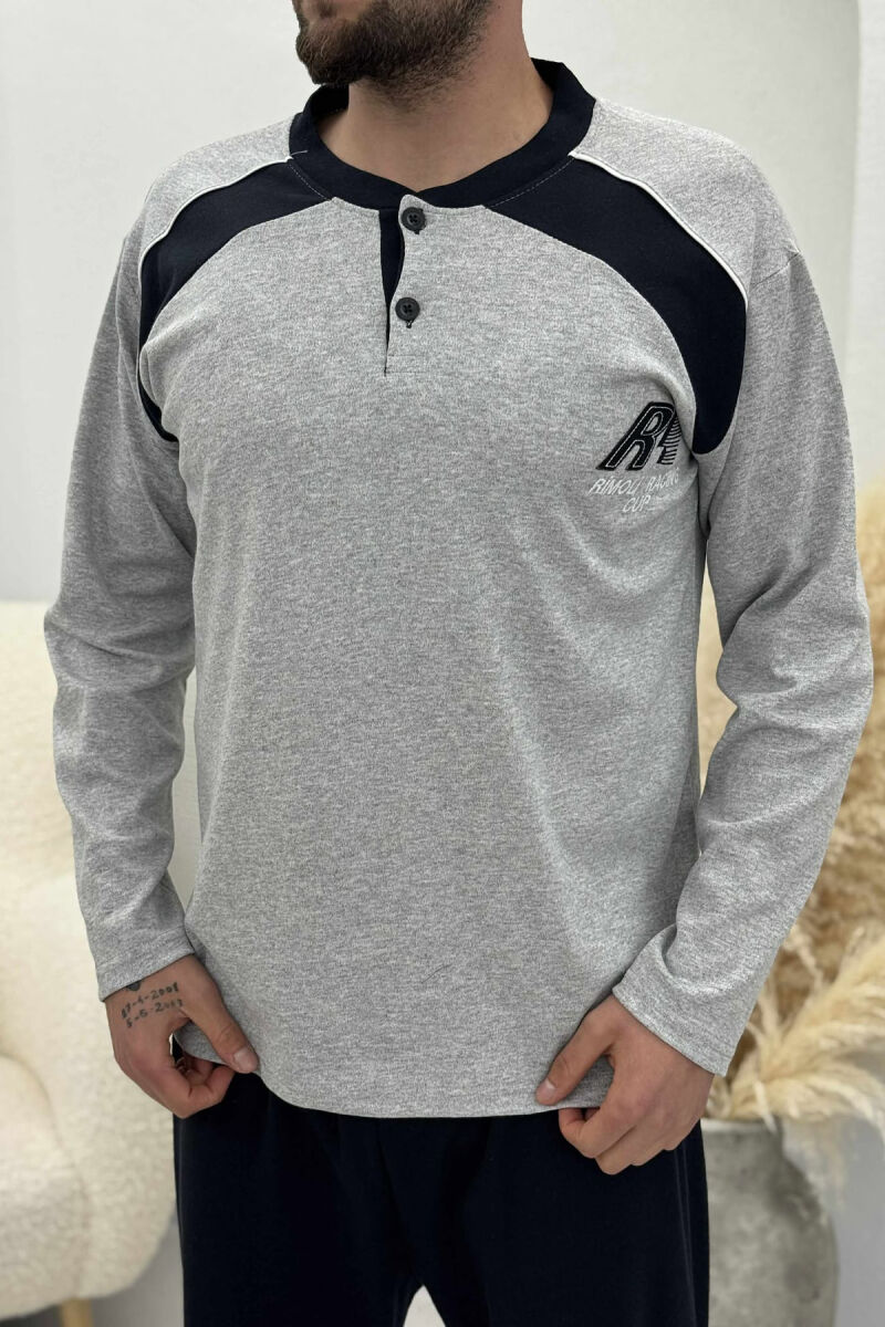 BUTTONED SWEATSHIRT+ SWEATPANTS MEN PYJAMAS LIGHT GREY/GZ - 2