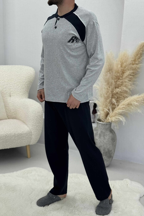 BUTTONED SWEATSHIRT+ SWEATPANTS MEN PYJAMAS LIGHT GREY/GZ - 3