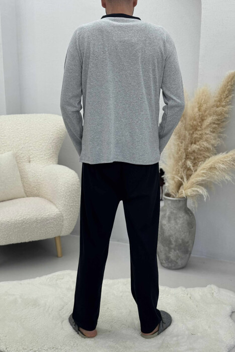 BUTTONED SWEATSHIRT+ SWEATPANTS MEN PYJAMAS LIGHT GREY/GZ - 4