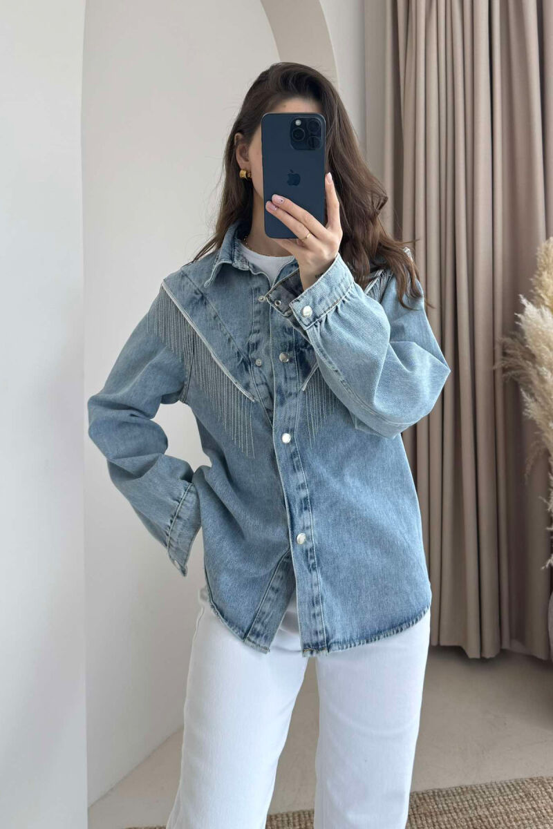 BUTTONS DENIM WOMAN JACKET LIGHTBLUE/BZ - 1