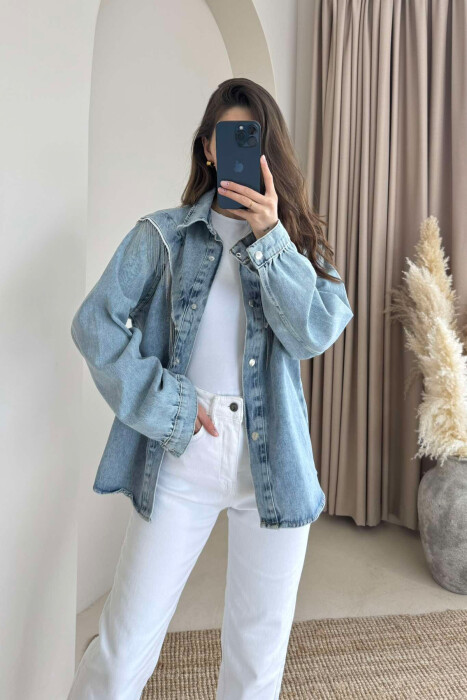 BUTTONS DENIM WOMAN JACKET LIGHTBLUE/BZ - 2