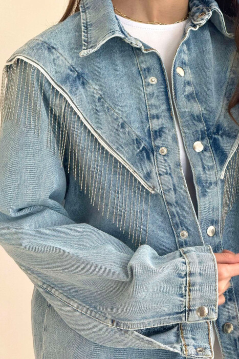 BUTTONS DENIM WOMAN JACKET LIGHTBLUE/BZ - 5