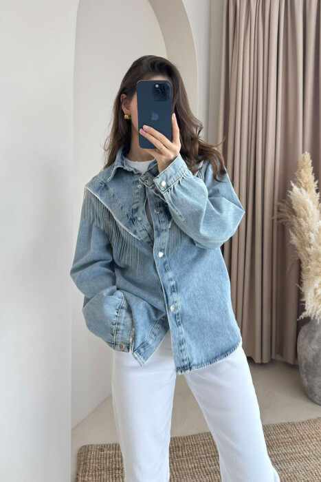 BUTTONS DENIM WOMAN JACKET LIGHTBLUE/BZ - 6