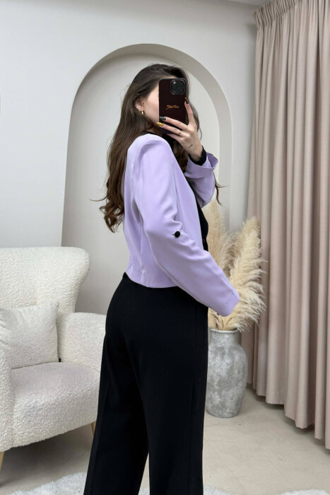 BUTTONS DETAIL CROPPED WOMEN JACKET LIGHT PURPLE/LEZB - 4