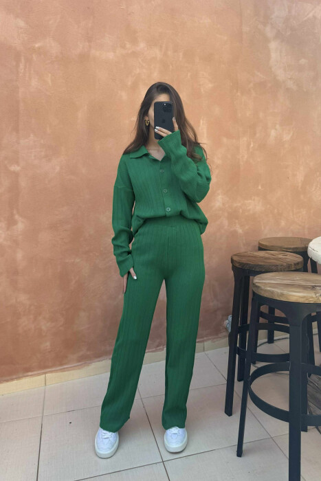 BUTTONS POLO NECK WOMAN SET GREEN/JESHILE 