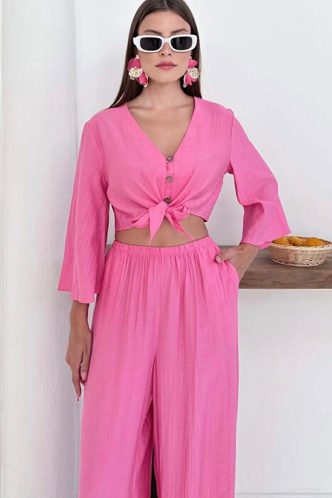 BUTTONS SHIRT + TROUSERS WOMAN SET BABY PINK/ROZB - 3