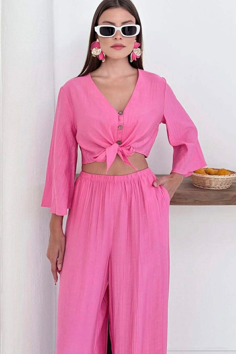 BUTTONS SHIRT + TROUSERS WOMAN SET BABY PINK/ROZB - 3