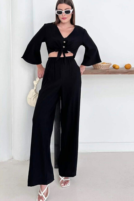 BUTTONS SHIRT + TROUSERS WOMAN SET BLACK/ E ZEZE - 2