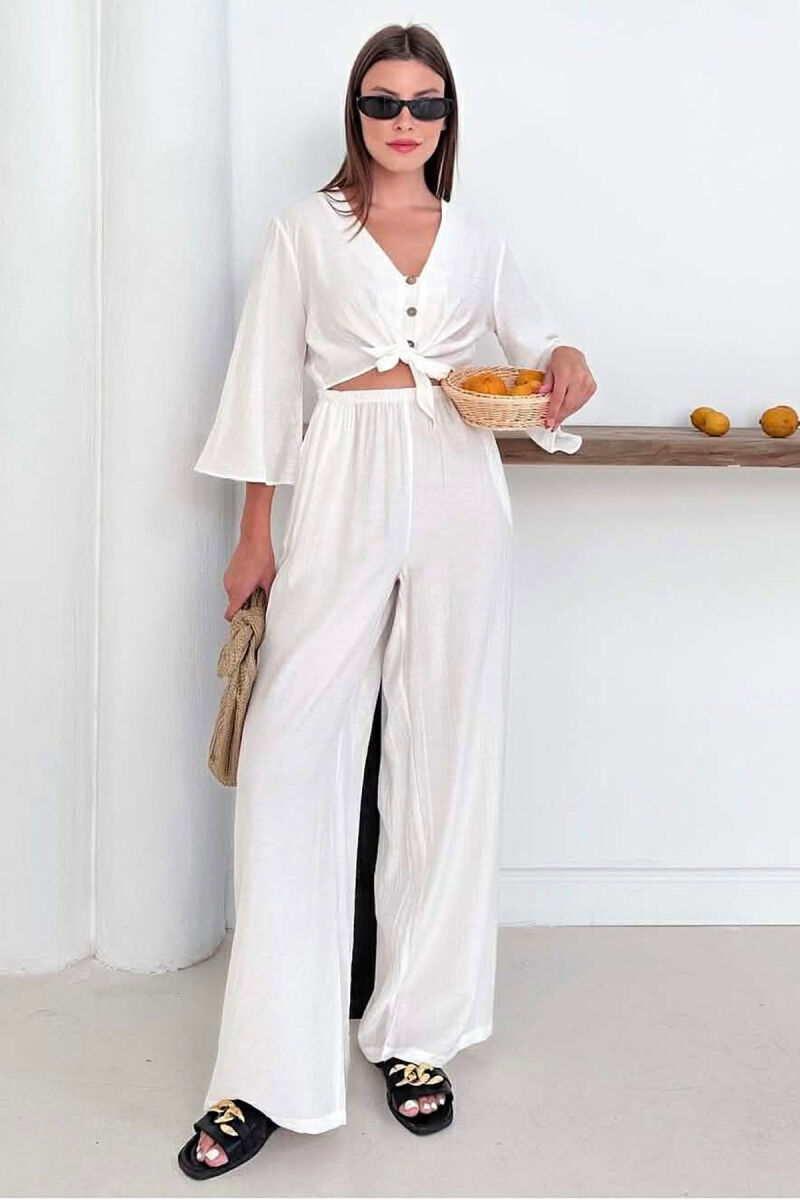 BUTTONS SHIRT + TROUSERS WOMAN SET WHITE-E BARDHE - 1