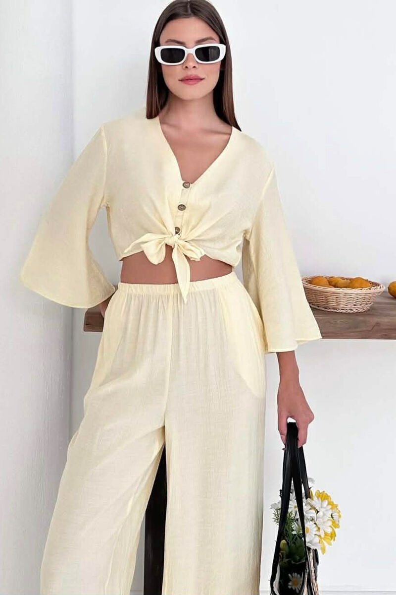 BUTTONS SHIRT + TROUSERS WOMAN SET YELLOW/E VERDHE - 3