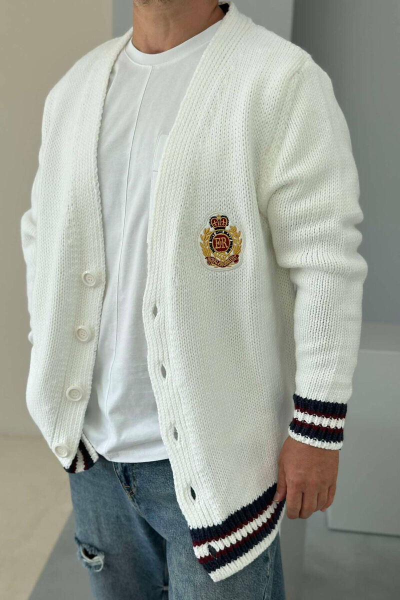 BUTTONS WRITTINGS TWO LINES WOMAN CARDIGANS WHITE-E BARDHE - 2