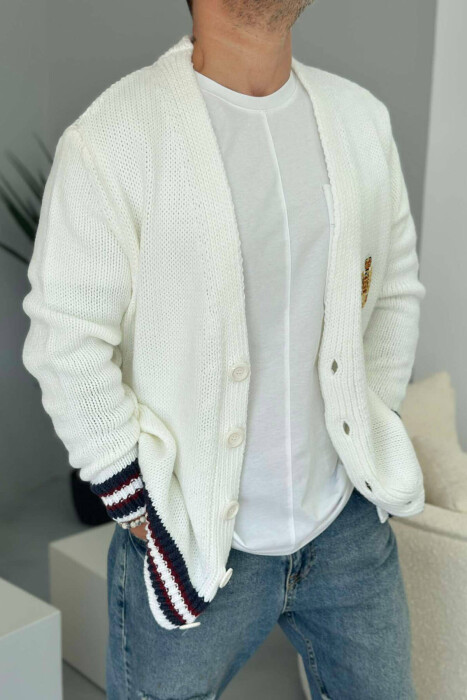 BUTTONS WRITTINGS TWO LINES WOMAN CARDIGANS WHITE-E BARDHE - 4