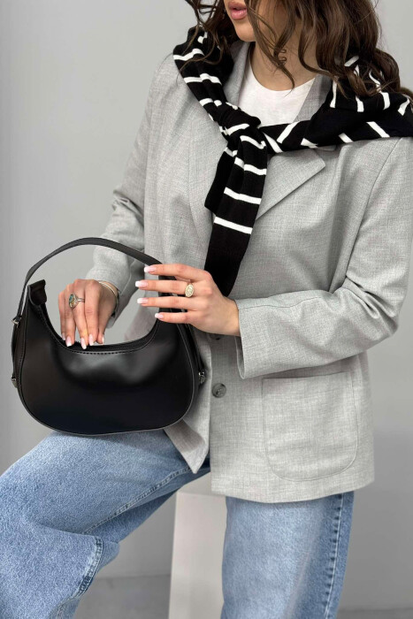 ÇANTË LËKURE E THJESHTË PËR FEMRA NË NGJYRËN E ZEZË - 3