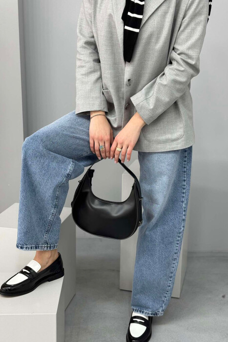 ÇANTË LËKURE E THJESHTË PËR FEMRA NË NGJYRËN E ZEZË - 6