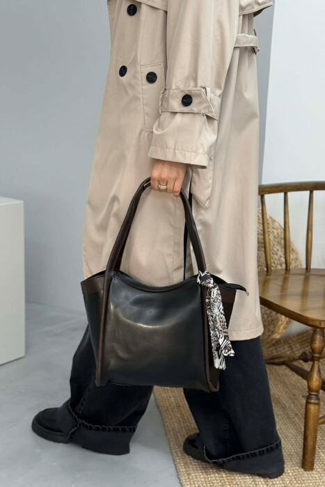 ÇANTE LEKURE ME DETAJIN E SHALLIT PER FEMRA NE NGJYRE TE ZEZE ME KAFE - 2