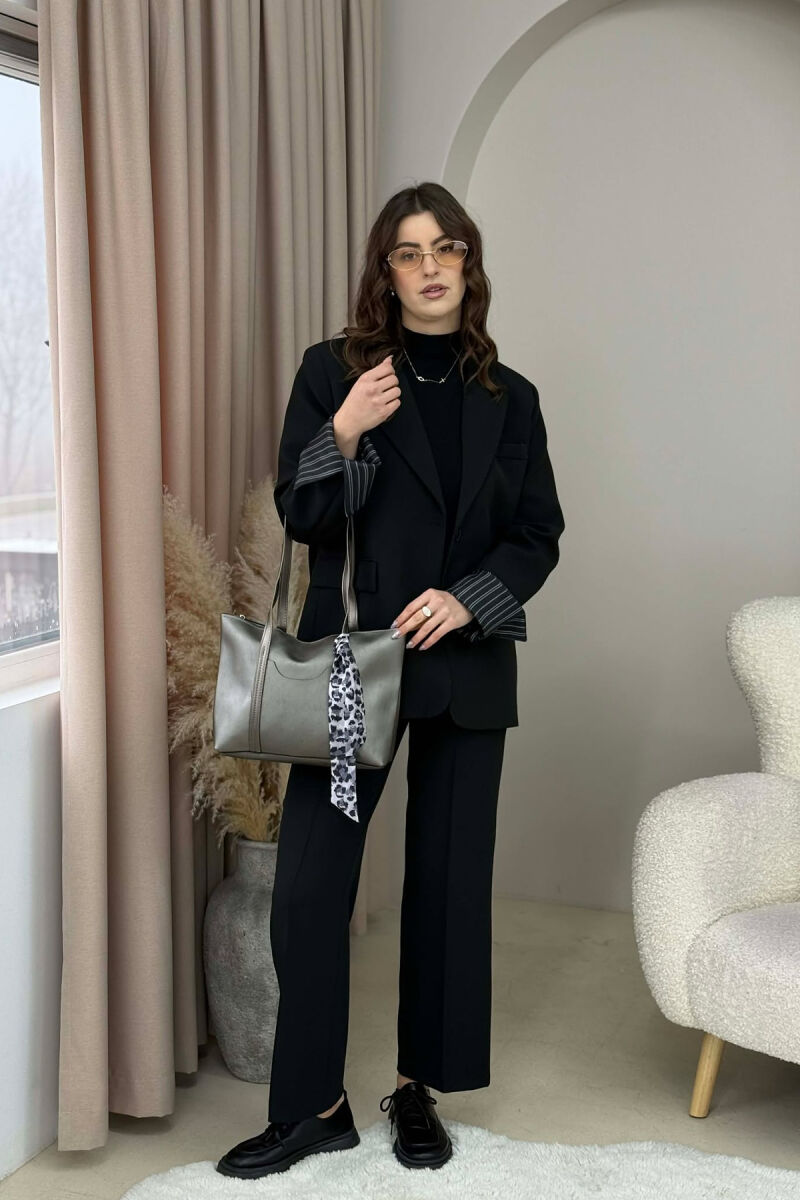 ÇANTE NJE NGJYRESHE ME DETAJIN E SHALLIT DHE ZINXHIR PER FEMRA NE NGJYRE GRI - 6