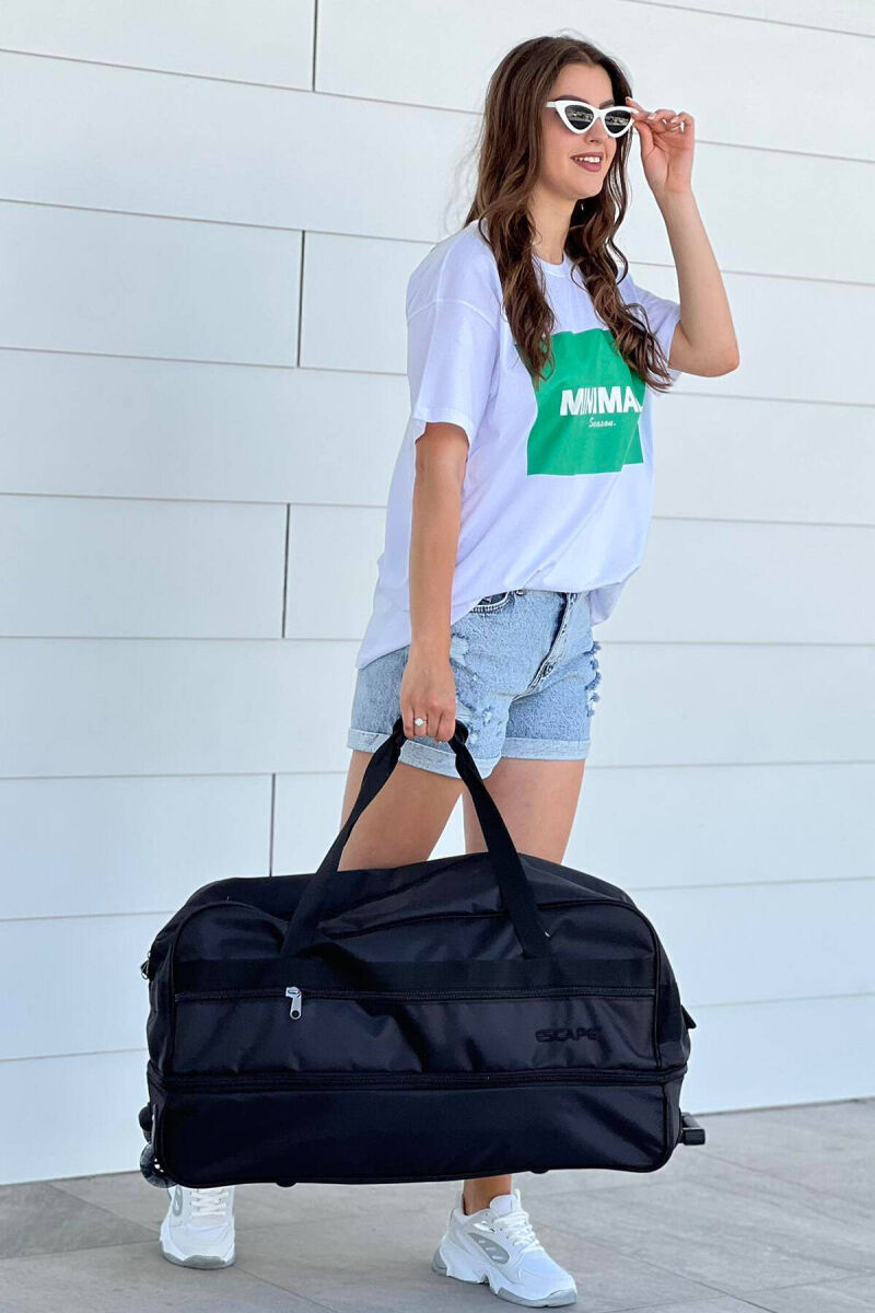 ÇANTË UDHËTIMI ME DOREZË DHE RROTA NË NGJYRËN E ZEZË - 1