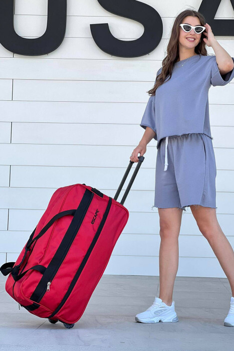 ÇANTË UDHËTIMI ME DOREZË DHE RROTA NË NGJYRËN E KUQE - 4