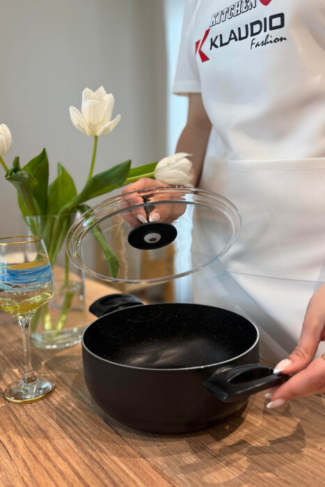 CASSEROLE WITH GLASS LID 22 CM BLACK/ E ZEZE - 1