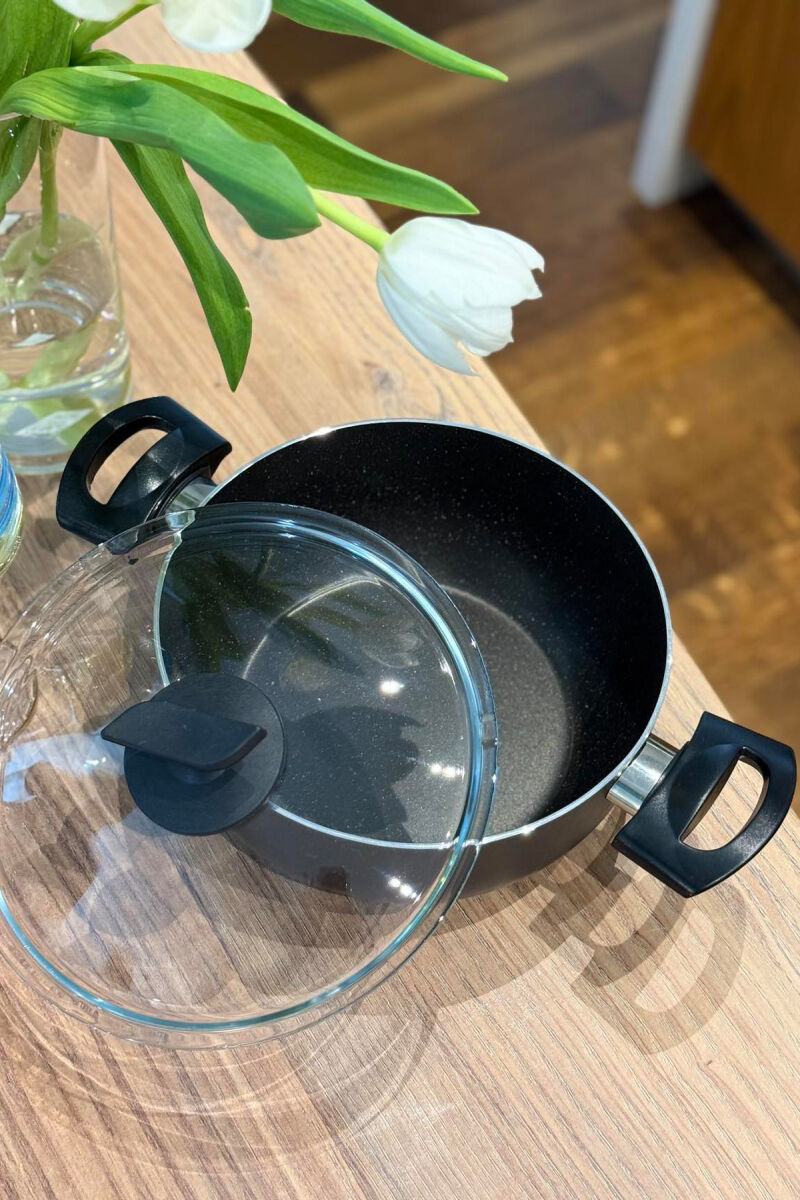 CASSEROLE WITH GLASS LID 22 CM BLACK/ E ZEZE - 5