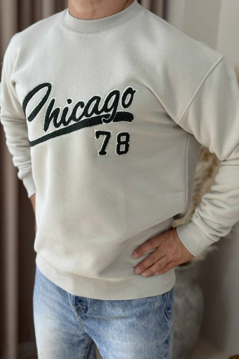 CHICAGO FRONT WRITTING FLUFFY MEN SWEATSHIRT GREY/GRI - 2
