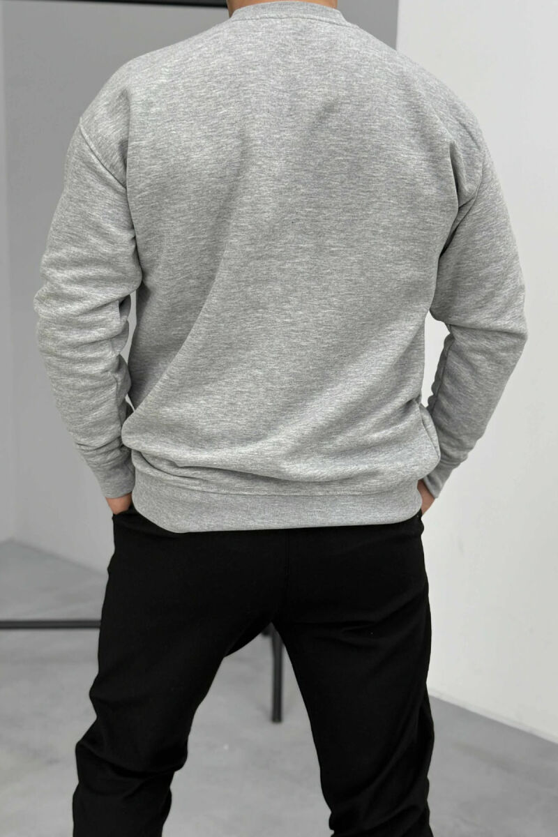 CHICAGO FRONT WRITTING FLUFFY MEN SWEATSHIRT LIGHT GREY/GZ - 3
