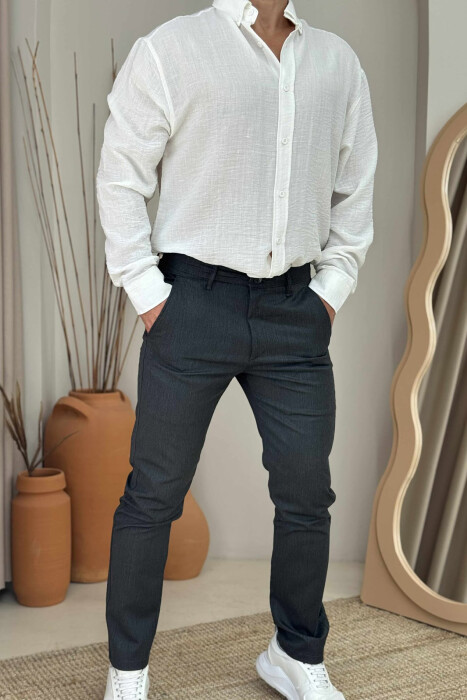 CLASSIC ONE COLOR SIMPLE MEN PANTS DARK GREY/GEE - 1