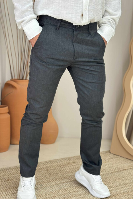 CLASSIC ONE COLOR SIMPLE MEN PANTS DARK GREY/GEE - 2