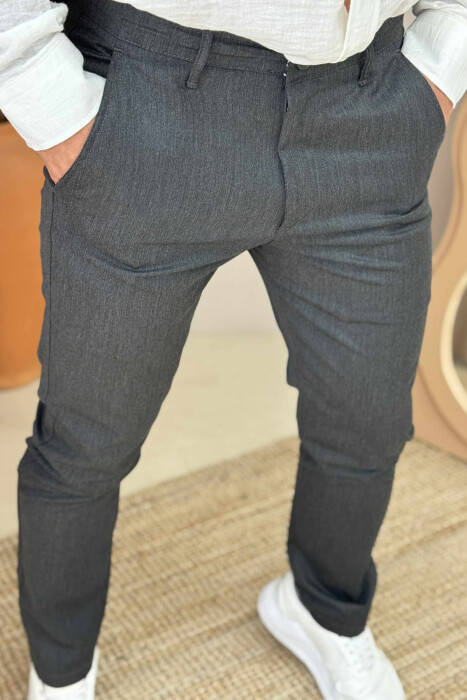 CLASSIC ONE COLOR SIMPLE MEN PANTS DARK GREY/GEE - 4