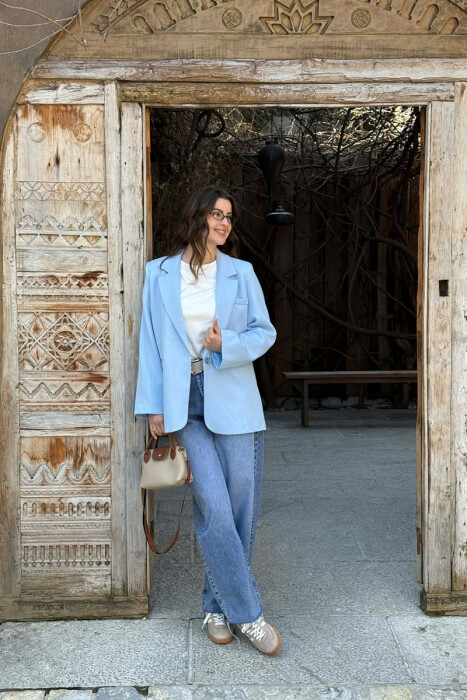 CLASSIC ONE COLOR SIMPLE WOMAN JACKET BABY BLUE/BLU BY - 1