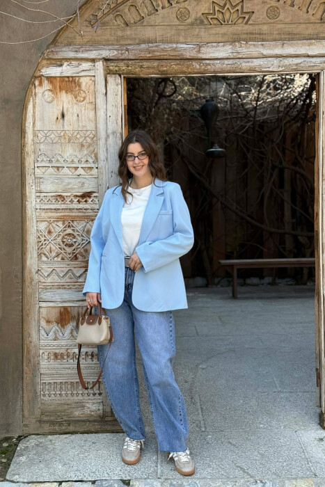 CLASSIC ONE COLOR SIMPLE WOMAN JACKET BABY BLUE/BLU BY - 2