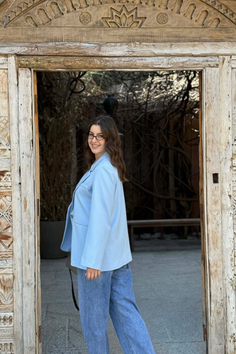 CLASSIC ONE COLOR SIMPLE WOMAN JACKET BABY BLUE/BLU BY - 5