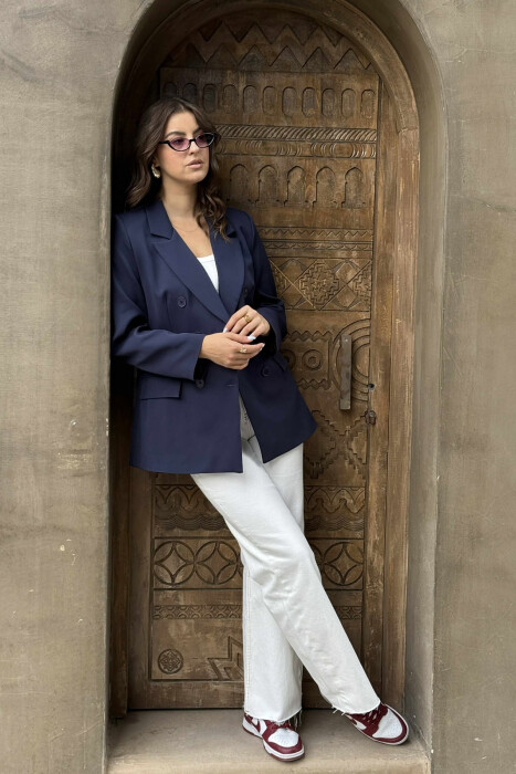 CLASSIC SIMPLE ONE COLOR WOMEN JACKET BLUE/BLU - 1