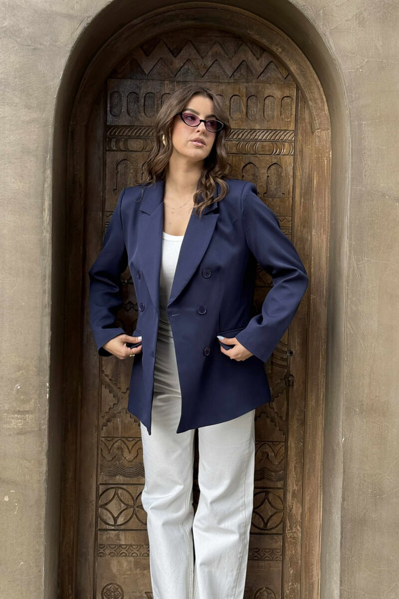 CLASSIC SIMPLE ONE COLOR WOMEN JACKET BLUE/BLU - 2