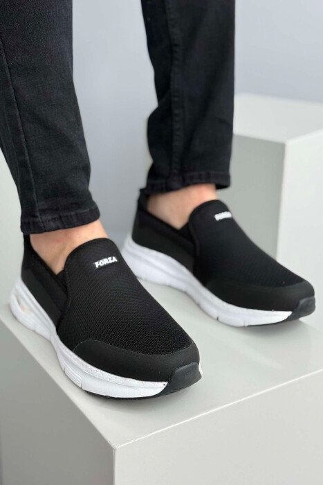COMFORT SLIP ON SIMPLE MEN SNEAKERS BLACK-WHITE/ZEBA - 1