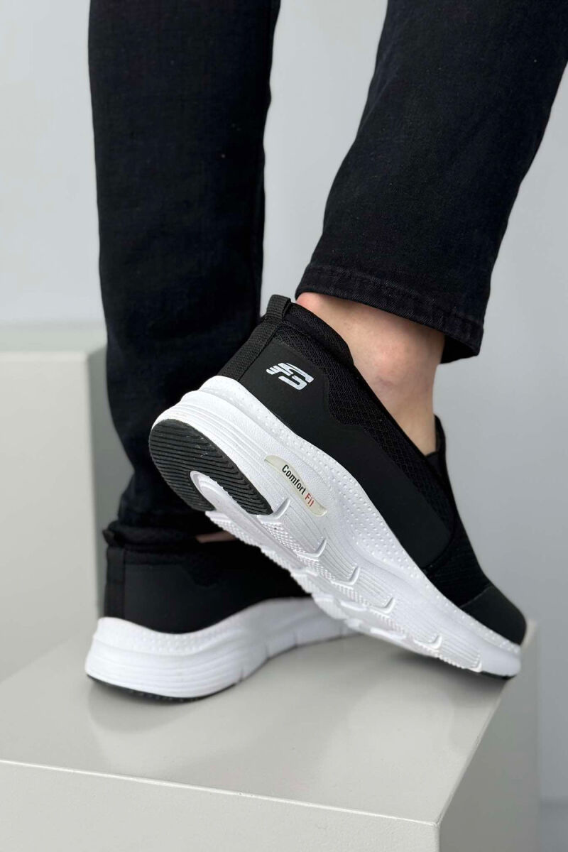 COMFORT SLIP ON SIMPLE MEN SNEAKERS BLACK-WHITE/ZEBA - 4