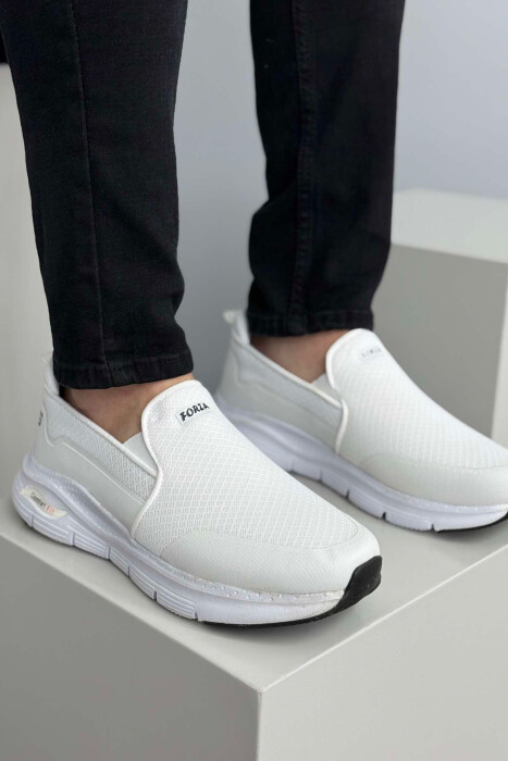 COMFORT SLIP ON SIMPLE MEN SNEAKERS WHITE-E BARDHE 