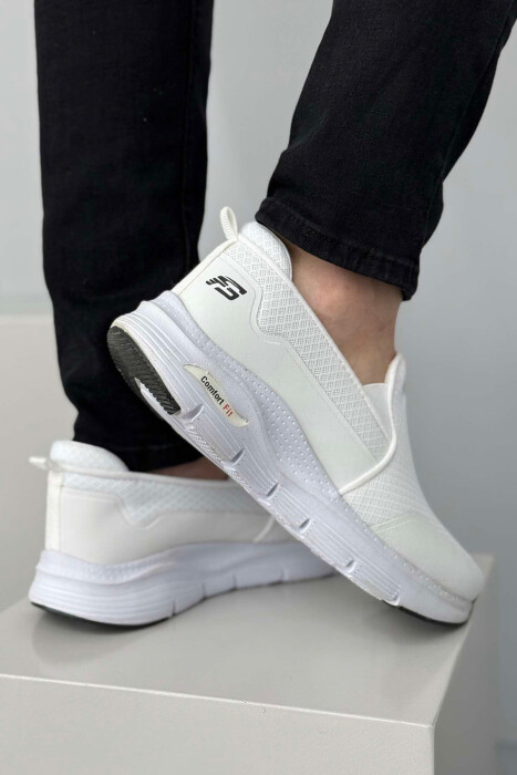 COMFORT SLIP ON SIMPLE MEN SNEAKERS WHITE-E BARDHE - 3