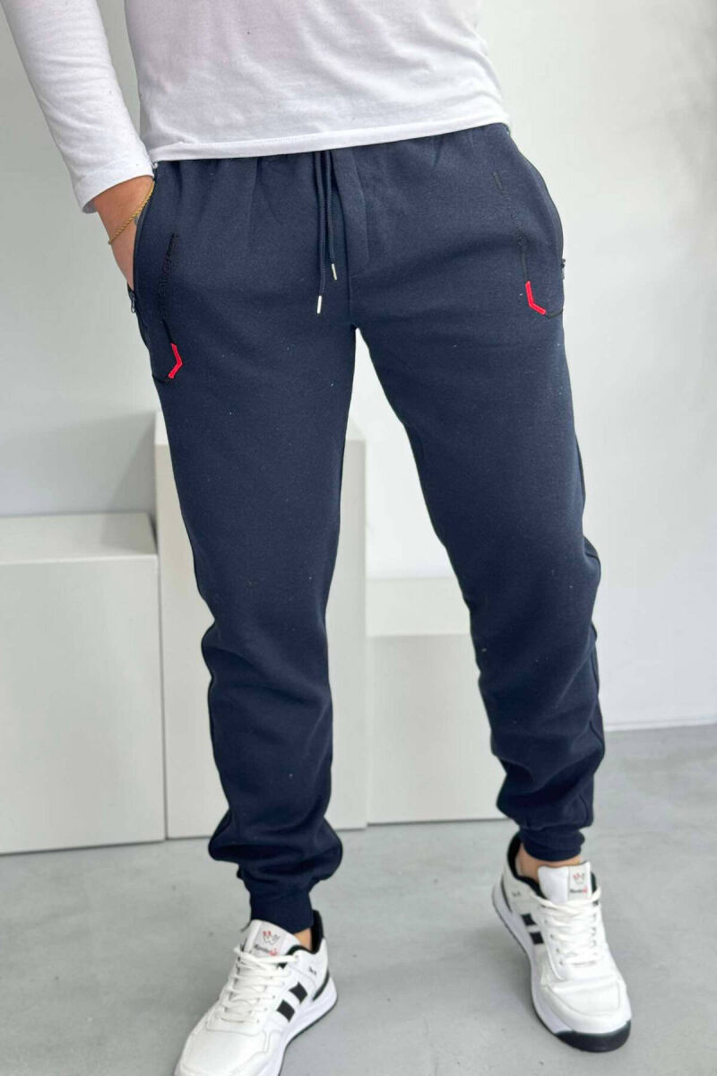 SIMPLE FLUFFY MEN JOGGERS DARK BLUE/BEE - 1