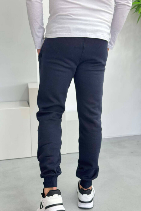 SIMPLE FLUFFY MEN JOGGERS DARK BLUE/BEE - 4